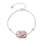 Natural Pearl Link Bracelets, with Brass Findings, Rectangle, Platinum, 6-1/2 inch(16.5cm)