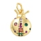 Rack Plating Brass Micro Pave Cubic Zirconia Pendants, Long-Lasting Plated, Lead Free & Cadmium Free, Beetle, Golden, 15x11x3.5mm, Hole: 3mm