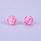 Printed Round Silicone Focal Beads, Magenta, 15x15mm, Hole: 2mm