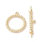 Brass Toggle Clasps, Cadmium Free & Nickel Free & Lead Free, Twist Ring, Real 18K Gold Plated, Ring: 16x14x2mm, Bar: 5x24x3mm, Hole: 1.2mm, Pin: 0.8mm