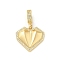 Brass Micro Pave Clear Cubic Zirconia Heart European Dangle Charms, Large Hole Pendants, Cadmium Free & Nickel Free & Lead Free, Real 18K Gold Plated, 33.5mm, Hole: 7.5x4.5mm