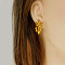 Elegant Ocean Coral 304 Stainless Steel Stud Earrings for Women, Vacation Style, Real 18K Gold Plated, 25x19mm