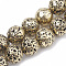 Electroplated Natural Lava Rock Beads Strands, Round, Light Gold Plated, 8~9mm, Hole: 1mm, about 46pcs/strand, 14.76 inch