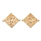 Brass Micro Pave Colorful Cubic Zirconia Hollow Connector Charms, Rhombus Links, Cadmium Free & Nickel Free & Lead Free, Real 18K Gold Plated, 38x45x2mm, Hole: 1.8mm