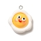 Resin Pendants, with Platinum Iron Findings, Imitation Food, Egg, 26x22x9.5mm, Hole: 2mm