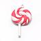 Handmade Polymer Clay Big Pendants, Lollipop, Red, 43~52x27~29x7~10mm, Hole: 2mm