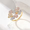 Flower Brass Micro Pave Clear Cubic Zirconia Finger Rings for Women, Multi-color, US Size 7(17.3mm)