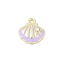 Rack Plating Alloy Enamel and Rhinestone Pendants, Cadmium Free & Nickel Free & Lead Free, Shell Shape, Golden, Lilac, 13x12x3.5mm, Hole: 1.5mm