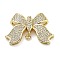 Brass Micro Pave Clear Cubic Zirconia Fold Over Clasps, Cadmium Free & Nickel Free & Lead Free, Bowknot, Real 18K Gold Plated, 20x30.5x6mm, Hole: 1.2mm