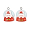 Christmas Theme Rabbit Opaque Resin Pendants, with Platinum Iron Loop, Santa Claus, 25x19x9mm, Hole: 2mm
