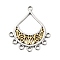 Ion Plating(IP) 304 Stainless Steel Chandelier Component Links, Teardrop, Golden & Stainless Steel Color, 35x31x2.5mm, Hole: 2mm and 2.5mm