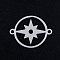 Tarnish Resistant 201 Stainless Steel Links connectors, Compass Shape, Stainless Steel Color, 19.5x15x1mm, Hole: 1.4mm