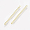 Brass Links connectors, Real 18K Gold Plated, 30x2x1.5mm, Hole: 1mm