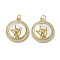 Gesture Theme Brass Micro Pave Cubic Zirconia Pendants, with Shell, Flat Round, Cadmium Free & Lead Free, Real 18K Gold Plated, 21.5x19x4mm, Hole: 3mm