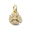 Brass Micro Pave Claer Cubic Zirconia Charms, Cadmium Free & Nickel Free & Lead Free, with Jump Ring, Flower, Real 18K Gold Plated, 10x7.5x2mm, Hole: 3mm