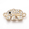 Alloy Rhinestone Links connectors, Elephant, Colorful, Light Gold, 19.5x11x2mm, Hole: 1mm