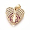 Valentine's Day Brass Micro Pave Cubic Zirconia Openable Pendants, Heart with Wing, Golden, 19x18.5x2.5mm, Hole: 4x2.5mm