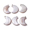 Natural Fresh Shell Pendants, with Brass Findings, Moon Charms, Light Gold, 33x26x5mm, Hole: 1.8mm