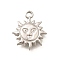 304 Stainless Steel Pendants, Sun Charm, Anti-Tarnish, Stainless Steel Color, 18x15x2.5mm, Hole: 2mm