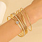 6Pcs Alloy Bangle Set for Women, Golden, Diameter: 70mm