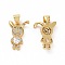 Brass Micro Pave Clear Cubic Zirconia Pendants, Cadmium Free & Lead Free, Rabbit, Golden, 17.5x13x4mm, Hole: 3.5x5mm