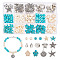 DIY Ocean Theme Bracelet Making Finding Kit, Including Starfish & Tortoise Synthetic Magnesite & Turquoise & Alloy Beads, Scallop Shape Alloy Charms & Tube Bail, Mixed Color, 4.5~25.5x4.5~23.5x2~9.5mm, Hole: 1~5.5mm, 191Pcs/box