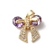 Brass and Glass Pendants, Nickel Free, Butterfly, Purple, Golden, 15x15x5mm, Hole: 4x2mm