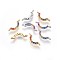 Brass Cubic Zirconia Links, Long-Lasting Plated, Curved, Colorful, Mixed Color, 4.3x13.8x2mm, Hole: 0.8mm