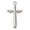Anti-Tarnish 304 Stainless Steel Pendants, Cross with Wing Charm, Stainless Steel Color, 19x11.5x2mm, Hole: 1.2mm