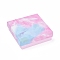 Cotton Filled Cardboard Gift Box Jewelry Set Boxes, for Party, Wedding, Birthday, with Sponge Inside, Square, Sky Blue, 9.2x9.2x2.9cm