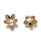 304 Stainless Steel Bead Caps, 5-Petal Flower, Real 18K Gold Plated, 8x7.5x2mm, Hole: 1.2mm
