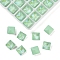 Pointed Back Glass Rhinestone Cabochons, Imitation Tourmaline, Faceted, Square, Green, 8x8x4.5mm