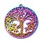 304 Stainless Steel Pendants,  Tree of Life Charms, Rainbow Color, 38x1.5mm, Hole: 2mm