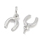 Rack Plating Brass Pendants, U Shape Charms, Horse Shoes, with Cubic Zirconia, Long-Lasting Plated, Lead Free & Cadmium Free, with Jump Ring, Platinum, 9x6.5x1.5mm, Hole: 3mm