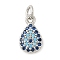 Brass Micro Pave Cubic Zirconia Pendants, Cadmium Free & Nickel Free & Lead Free, Teardrop Charms, with Jump Ring, Platinum, 11x6.5x2.5mm, Hole: 3mm