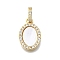 Brass Micro Pave Clear Cubic Zirconia Pendants, Cadmium Free & Lead Free, with Shell, Oval, Real 16K Gold Plated, 15.5x10.5x2.5mm, Hole: 5.5mm