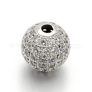 CZ латунные микро проложить кубического циркония круглых бусин ZIRC-L017-05P