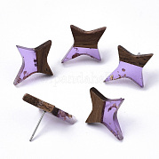 Серьги-гвоздики из прозрачной смолы и ореха EJEW-N017-004A-A03