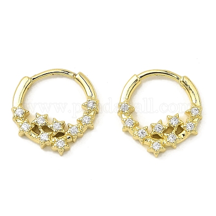 Серьги-кольца из латуни с микропаве и цирконием EJEW-L270-28G-1