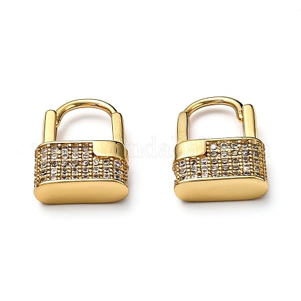 Серьги-кольца Huggie из латуни с прозрачным фианитом и прозрачным фианитом EJEW-H121-17G-1