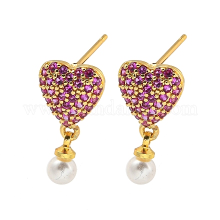 Серьга-гвоздик из латуни с микропаве из кубического циркония EJEW-C102-09G-1