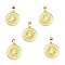 Brass Enamel Pendants, Cadmium Free & Lead Free, Long-Lasting Plated, Flat Round with Virgin Mary, Real 18K Gold Plated, Pale Green, 18x16x2.5mm, Hole: 4.5x3.5mm