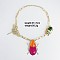 Brass Colorful Rhinestone Deep Pink Enamel Beetle Pendant Necklaces for Women, Golden, 14.57 inch(37cm)