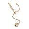 Brass Cable Chain Extender, End Chains with Lobster Claw Clasps & Glass Heart Chain Tabs & Slider Beads, Cadmium Free & Nickel Free & Lead Free, Real 18K Gold Plated, 68mm