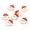 Eco-Friendly Alloy Enamel Pendants, Cadmium Free & Lead Free & Nickel Free, Christmas Santa Claus, Light Gold, White, 24.5x21.5x2mm, Hole: 2.5mm