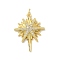 Brass Micro Pave Cubic Zirconia Pendants, Cadmium Free & Lead Free, Asterism Charms, with Jump Ring, Real 18K Gold Plated, 27.5x21x4mm, Hole: 3mm