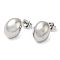 Non-Tarnish 304 Stainless Steel Oval Stud Earrings, Stainless Steel Color, 13x10mm