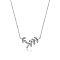 Sterling Silver Micro Pave Clear Cubic Zirconia Leaf Pendant Necklaces, Platinum, 15.75 inch(40cm)