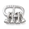 Brass Fold Over Clasps, with Grade AAA Cubic Zirconia, Cadmium Free & Nickel Free & Lead Free, Oval, Platinum, 41.5mm, Hole: 1.2mm