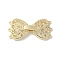 Brass Micro Pave Cubic Zirconia Fold Over Clasps, Cadmium Free & Nickel Free & Lead Free, Bowknot, Real 18K Gold Plated, 18mm